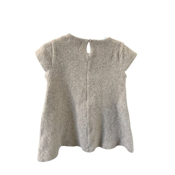 Zara Girls 6 Brown Short sleeve Dress Sweater Flower 3D Wool Blend Brown - Picture 3 of 3